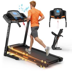 Foldable Treadmill with Incline, Folding Treadmill for Home Electric Treadmill Workout Running Machine, Handrail Controls Speed, Pulse Monitor,AP (Option: Black)