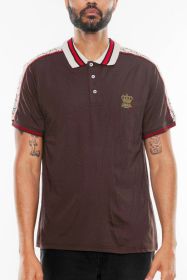 Version Couture Polo Button Down Shirt (Color: Brown, size: 3XL)