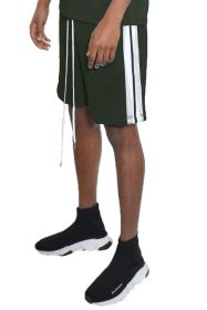 Side Stripe Tape Shorts (Color: Olive, size: 2XL)