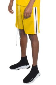 Short Sleeve Striped Tape Tshirt (Color: Yellow, size: 3XL)