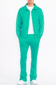 Mens Side Pipe Track Jacket (Color: TEAL, size: XL)