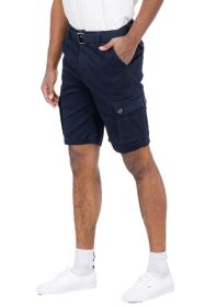 Weiv Mens Belted Cargo Shorts with Belt (Color: Dark Grey, size: 40)